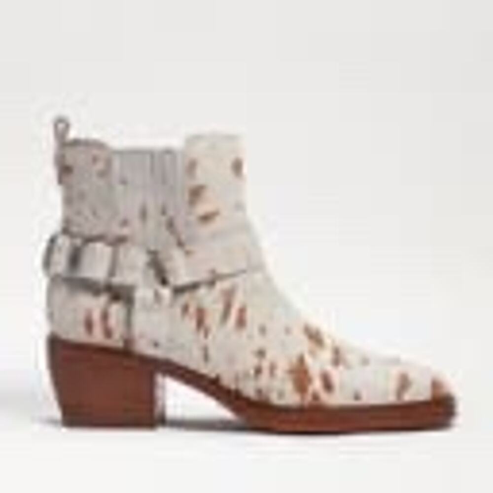 NEW IN BOX SAM EDELMAN BELLAMIE LEATHER PONYHAIR HARNESS BIKER MOTO BOOTIES 7.5